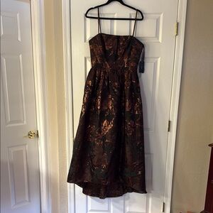 Vera Wang High Low Dress in Black and Copper